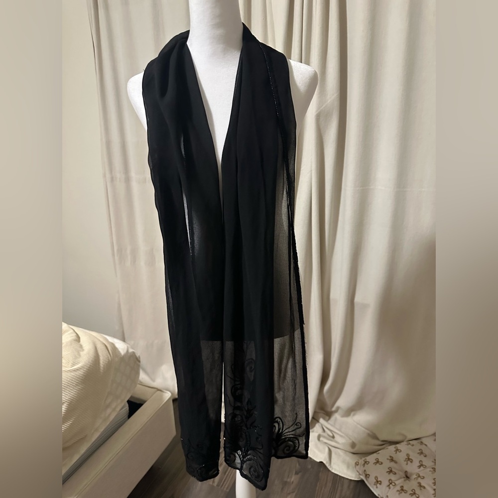 Elegant Black Sheer Scarf